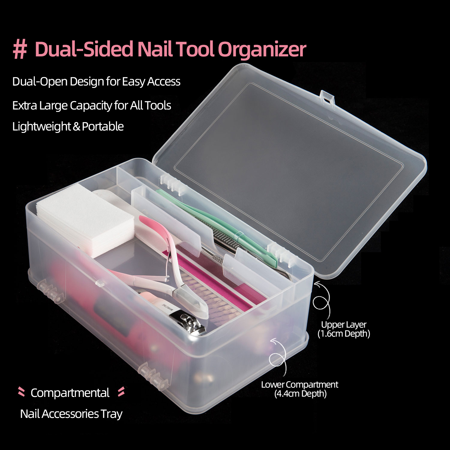 Dual-Open 2-Tier Super Capacit - đánh giá và giá Nail Art Sch