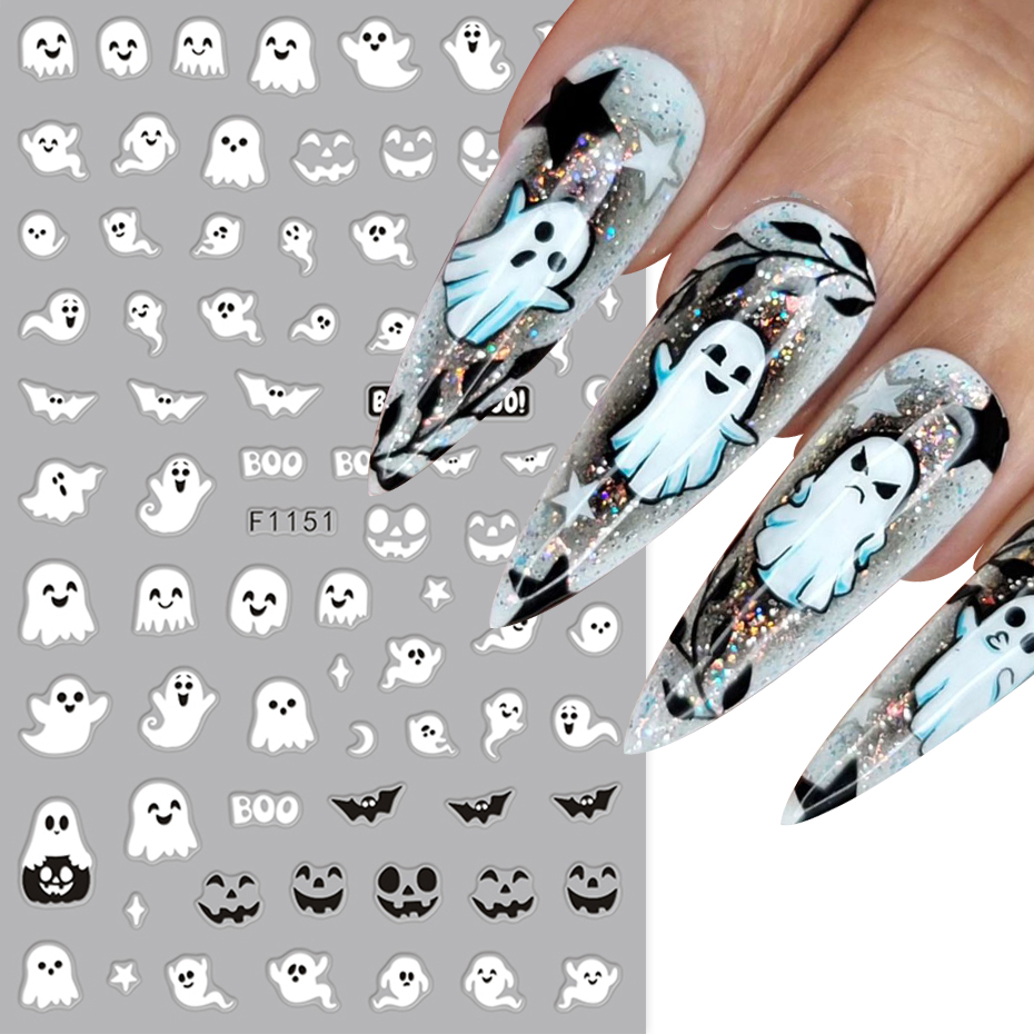 2pcs Luminous Halloween Spooky - đánh giá và giá Nail Art Full Design