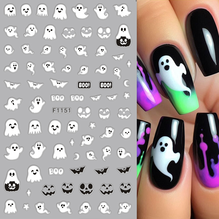 2pcs Luminous Halloween Spooky - đánh giá và giá Nail Art Full Design