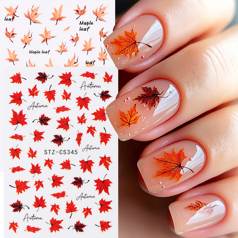 2pcs Watercolor Orange Red Map - đánh giá và giá Nail Art Full Design
