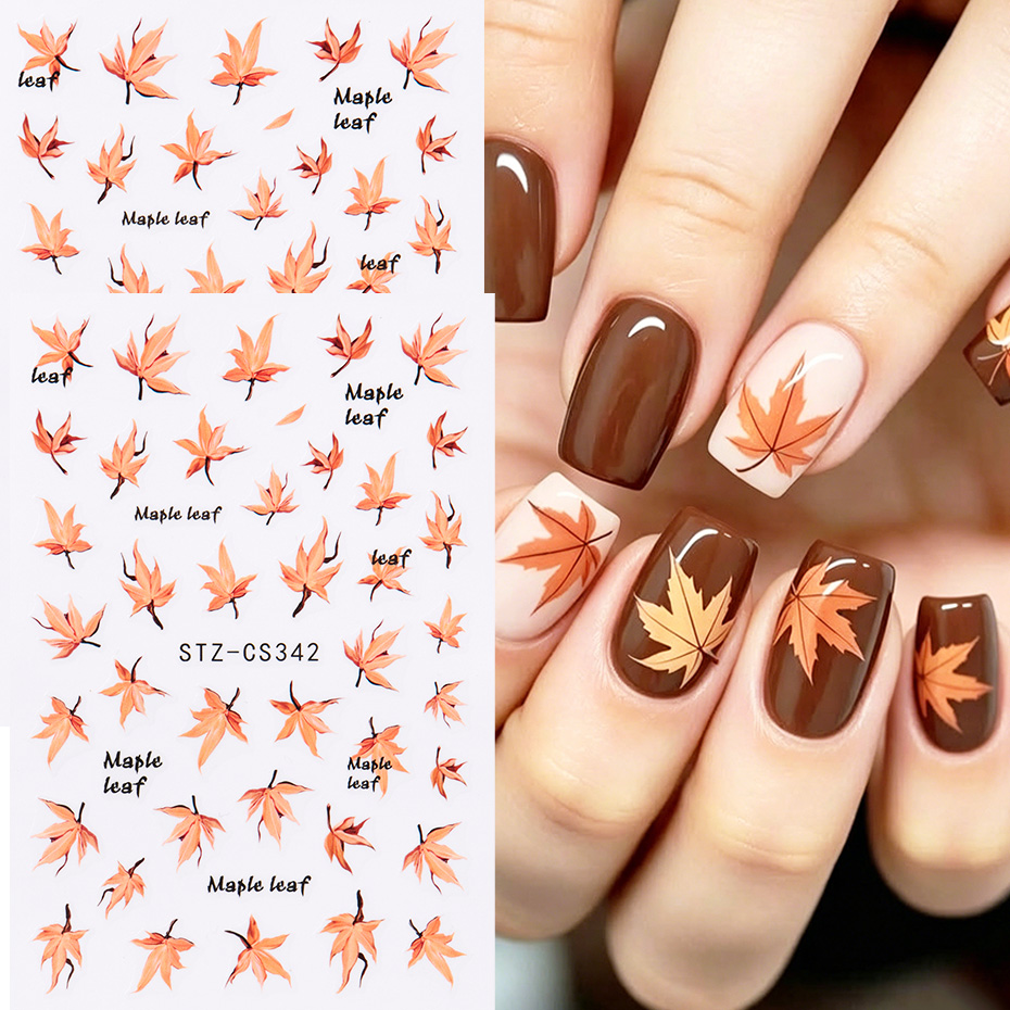 2pcs Watercolor Orange Red Map - đánh giá và giá Nail Art Full Design