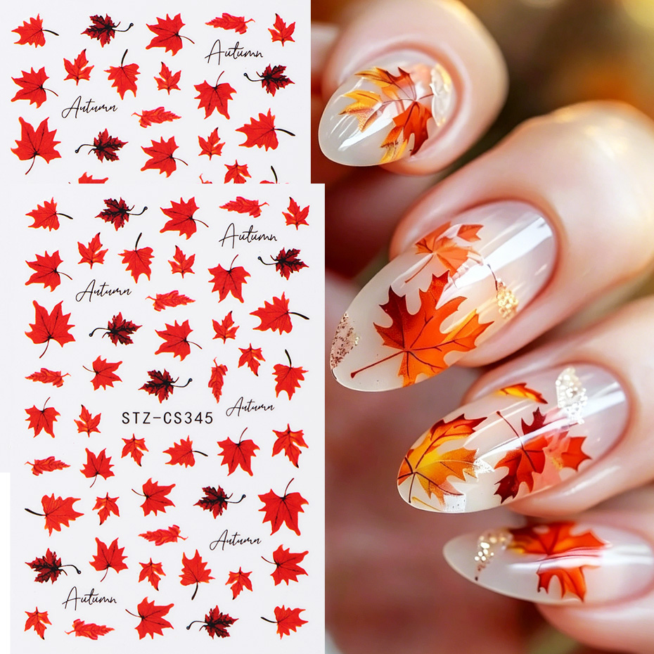 2pcs Watercolor Orange Red Map - đánh giá và giá Nail Art Full Design