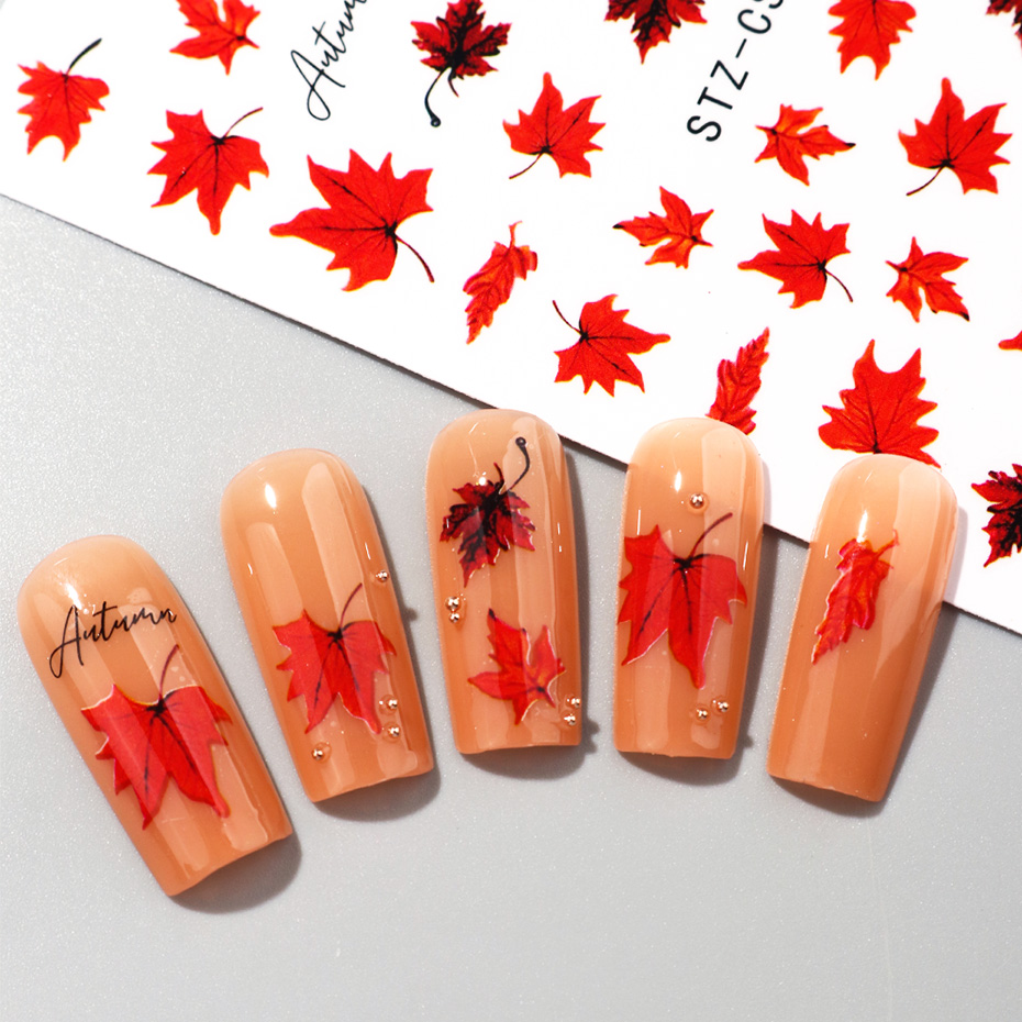 2pcs Watercolor Orange Red Map - đánh giá và giá Nail Art Full Design