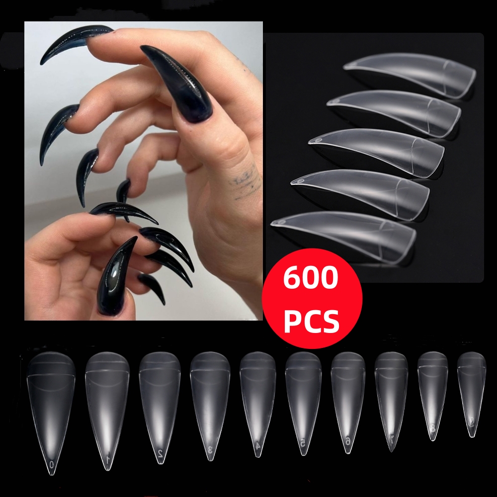 600Pcs Extra Long Hawk Curved  - đánh giá và giá Nail Art Xl