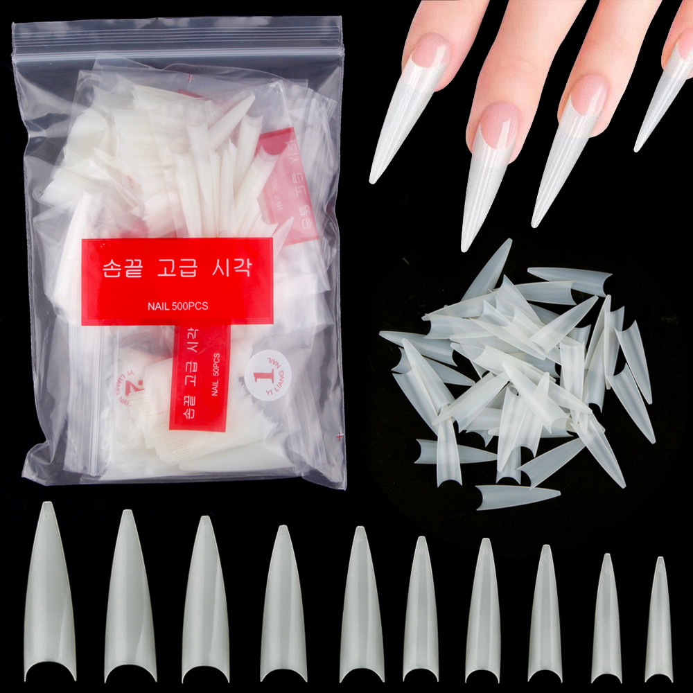 1Bag(600Pcs)Natural Stiletto P - đánh giá và giá Nail Art Xl