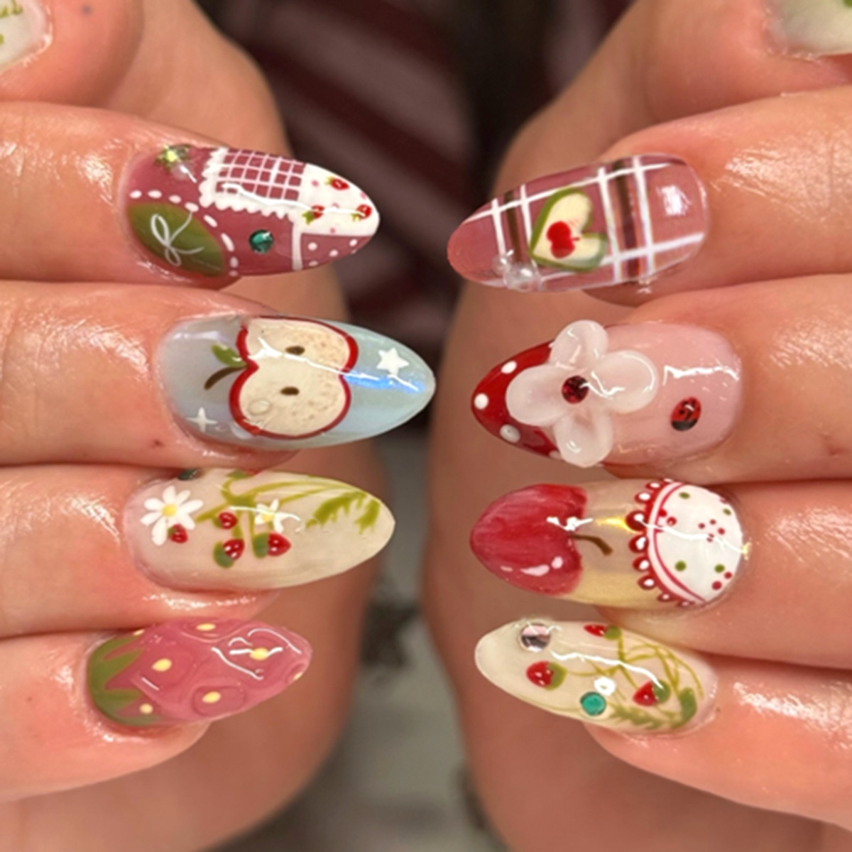 24pcs Flower Long Almond Press - đánh giá và giá Nail Art Full Design