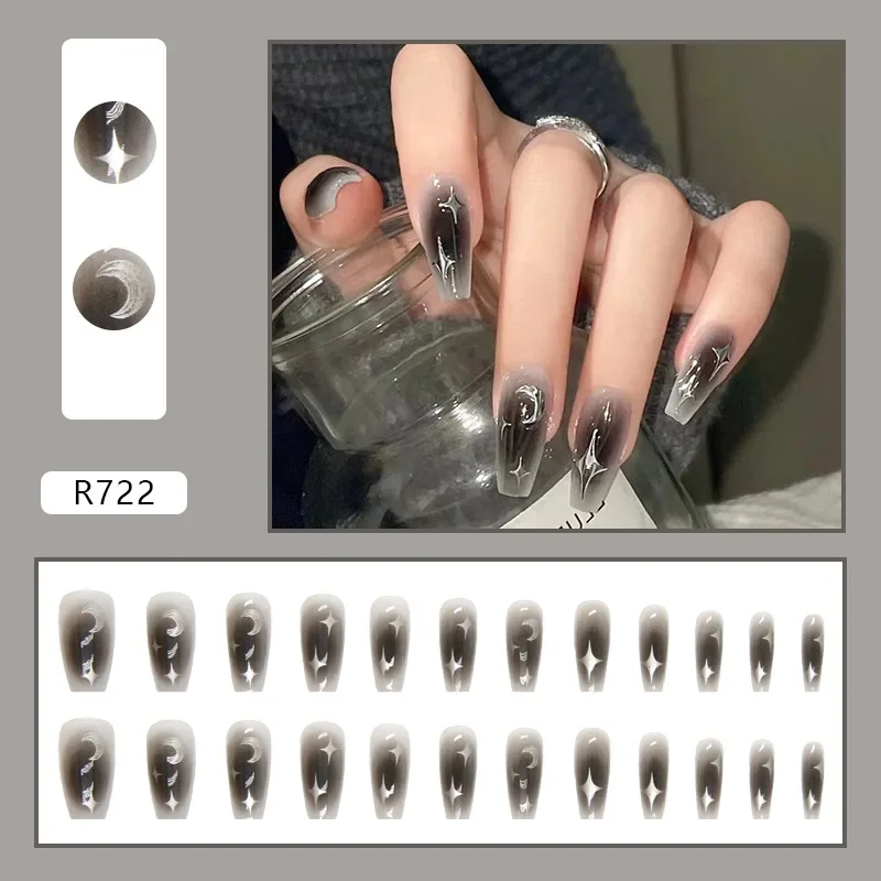 24Pcs/Set Dark Spice Wearable  - đánh giá và giá Nail Art Full Design