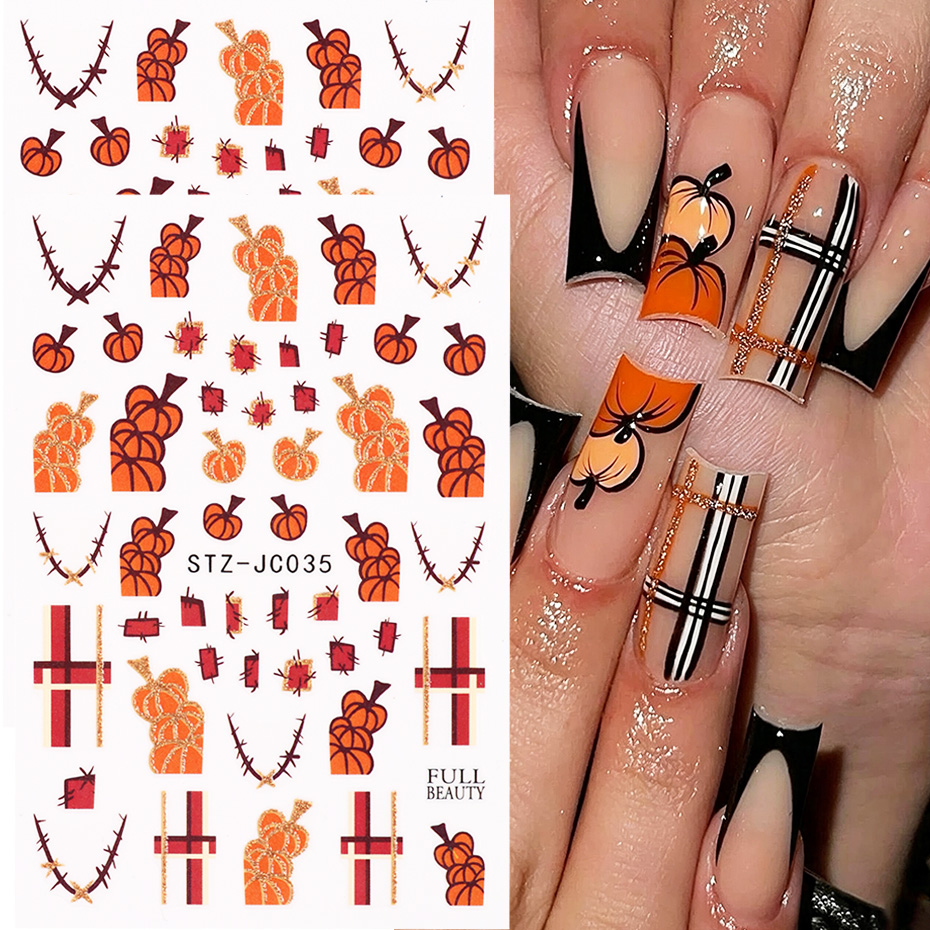 2pcs Pumpkin Thorns Halloween  - đánh giá và giá Nail Art Full Design