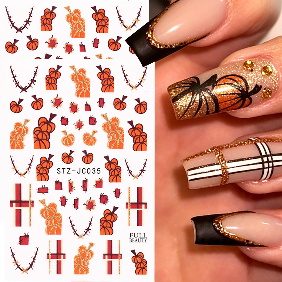 2pcs Pumpkin Thorns Halloween  - đánh giá và giá Nail Art Full Design