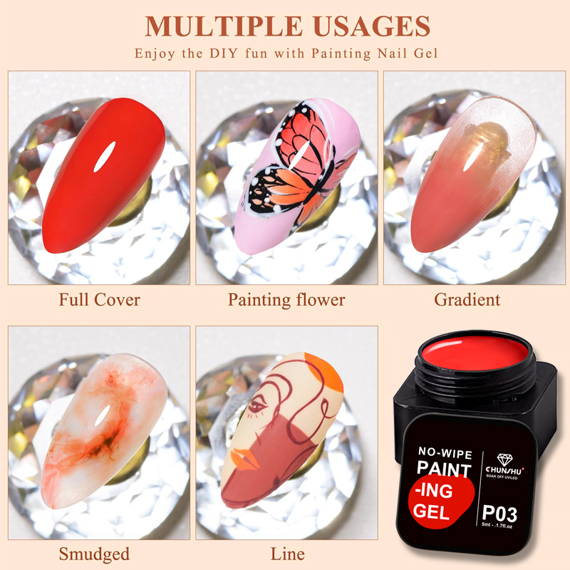 CHUNSHU 5ml No Wipe 4in1 Semi- - đánh giá và giá Nail Art Full Design